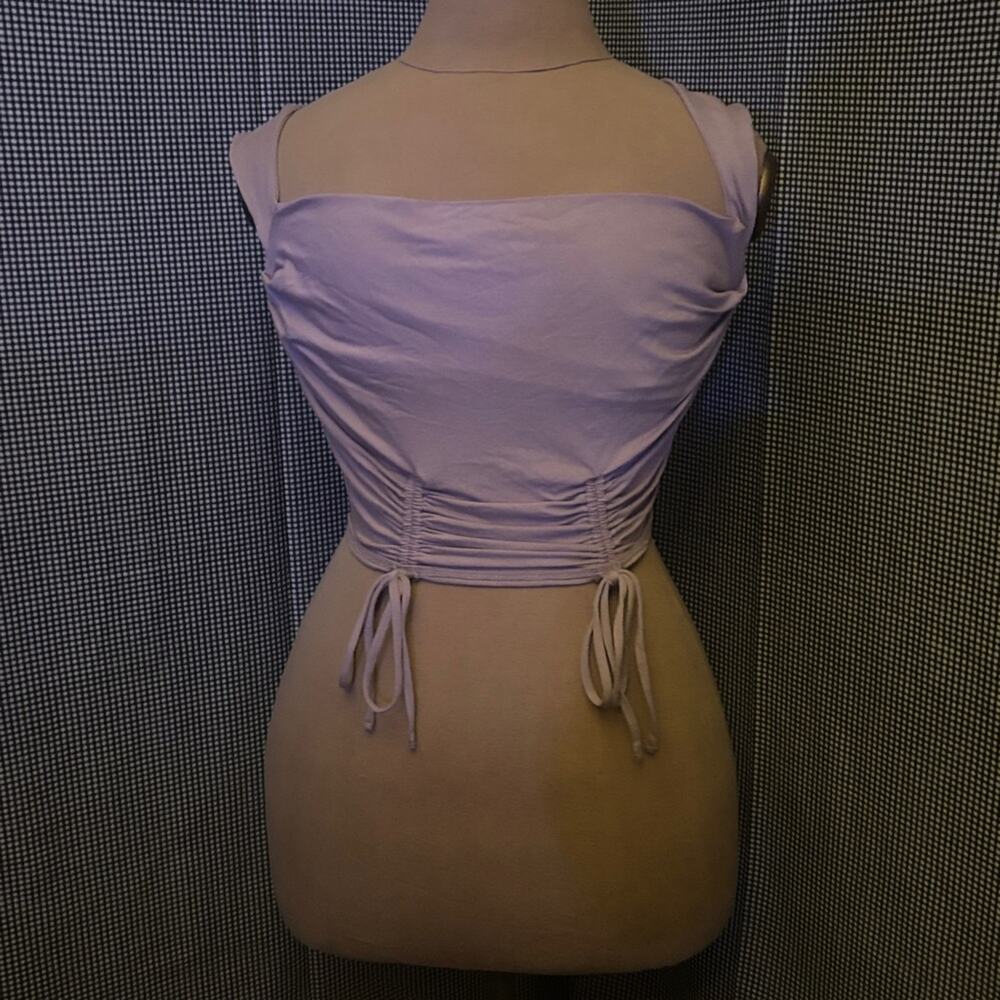 Oh Polly Lilac Ruched Crop Tank Top Summer Baddie Coquette Girl Festival Pin Up